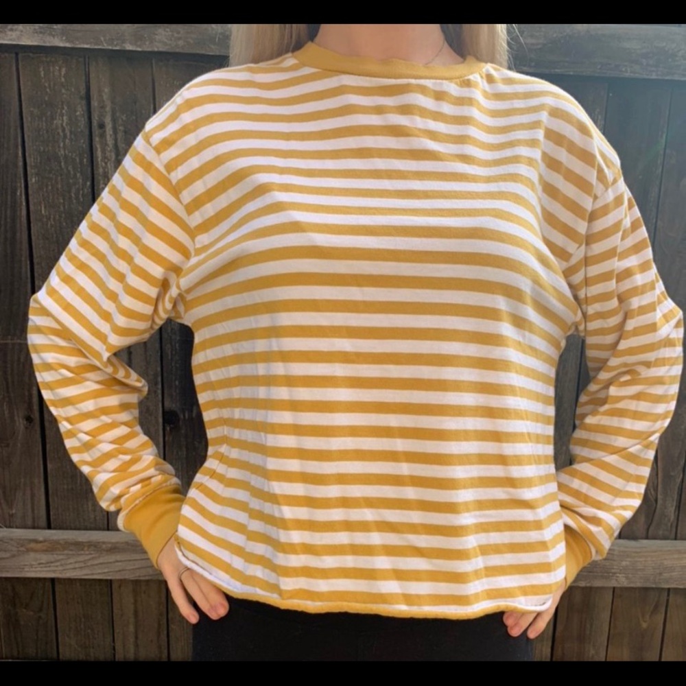 Yellow & white striped brandy Melville long sleeve